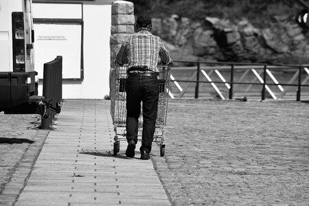 Supermarket character black and white photo