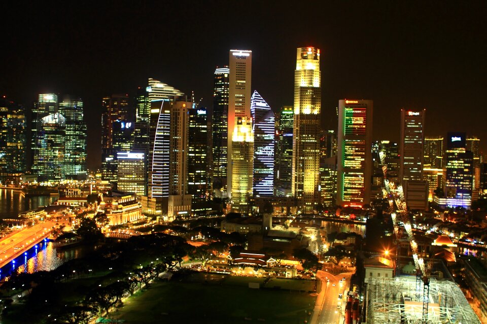 Singapore night view marina bay