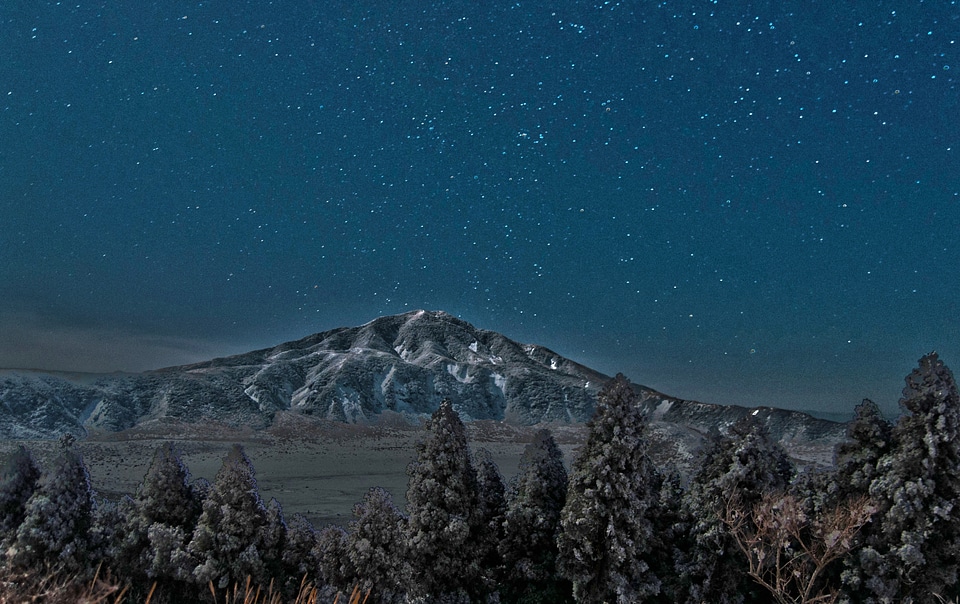 Night volcano japan