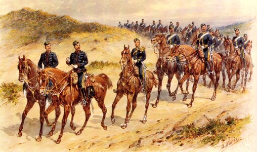 Military cavalry painting
