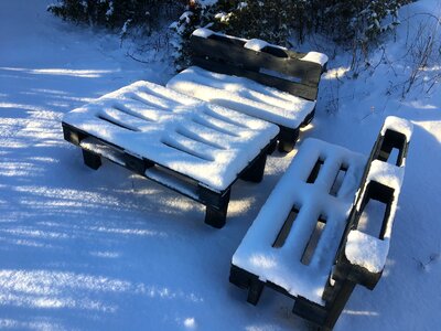Snow outdoor furniture shadow