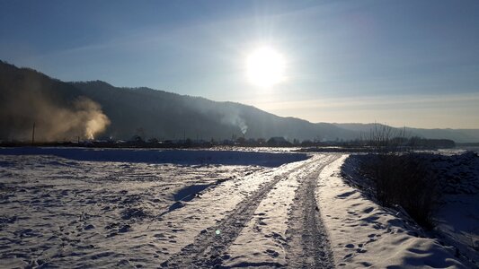 Winter village winter sun