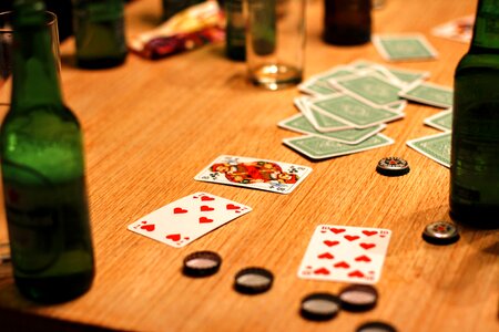 Playing cards gambling alcohol photo