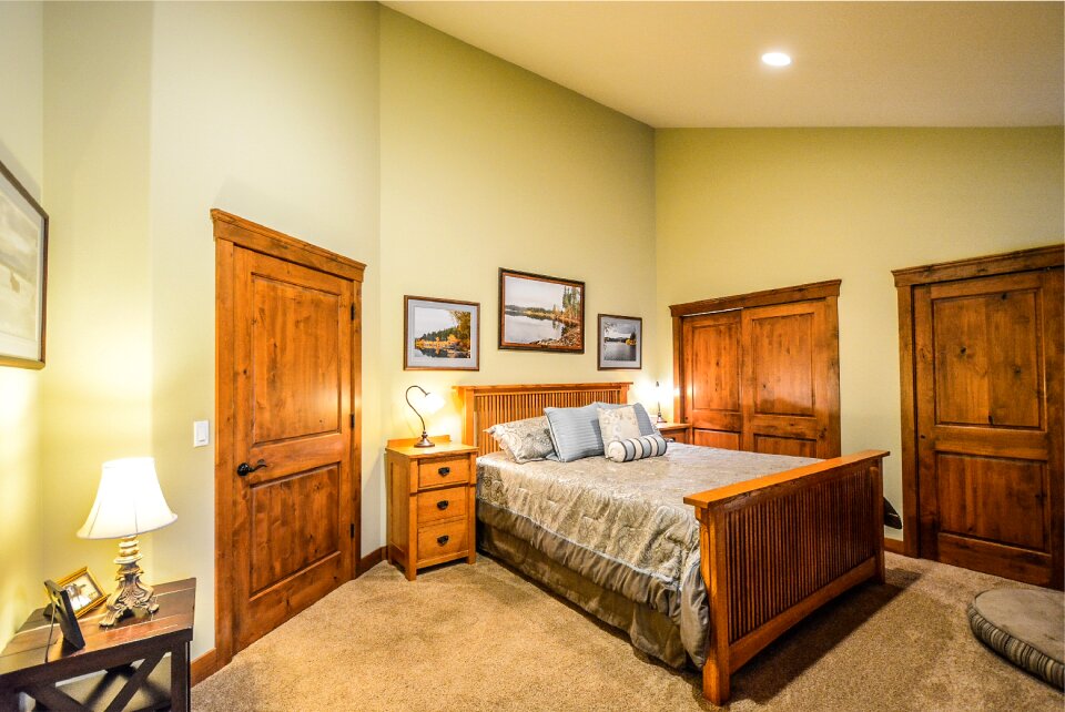 Residential bedroom brown bed