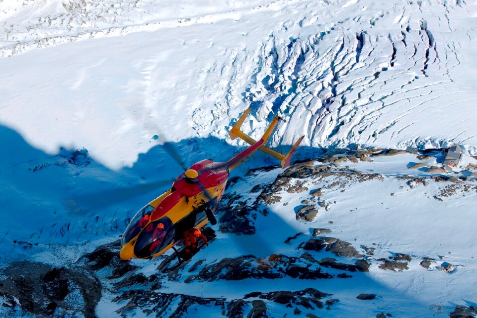 Helicopter mountain snow