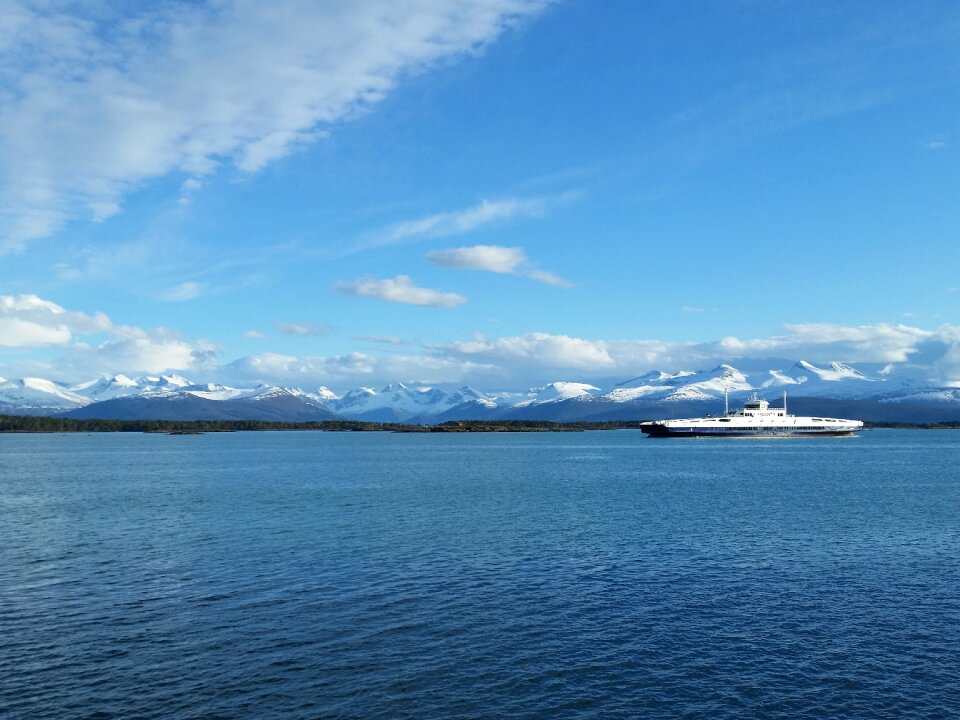 Sea blue sky mountain