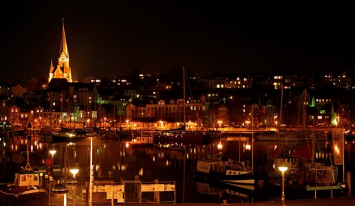 Fjord night citylights photo