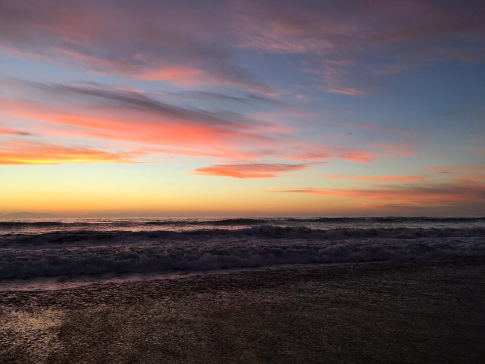 Sea beach sunset sky