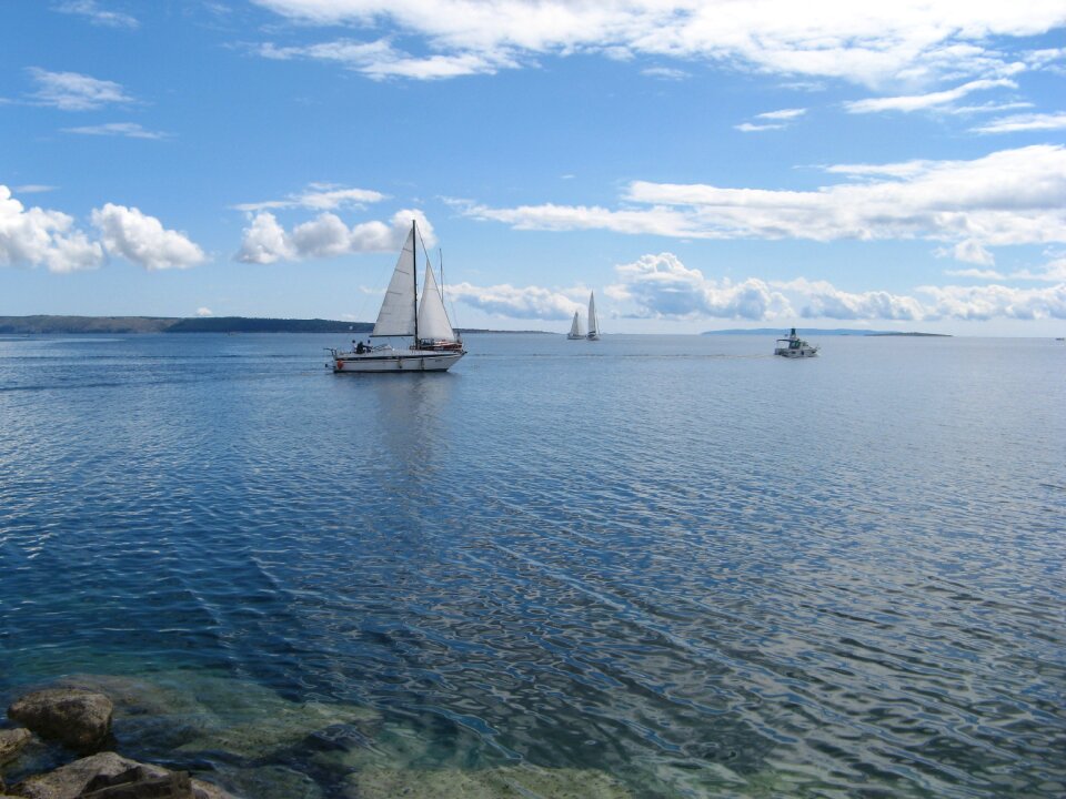 Ship blue water photo