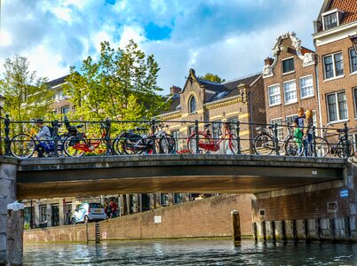 Couple city canal photo