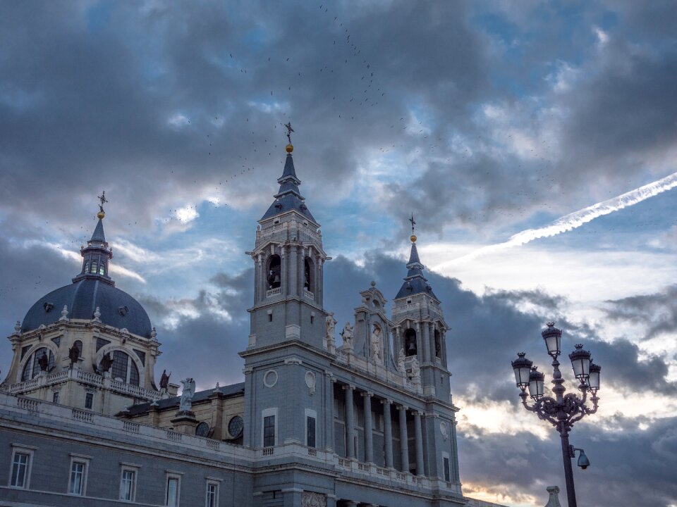 Sunset clouds christ photo