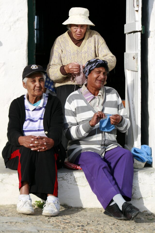 Knitting outdoors retired