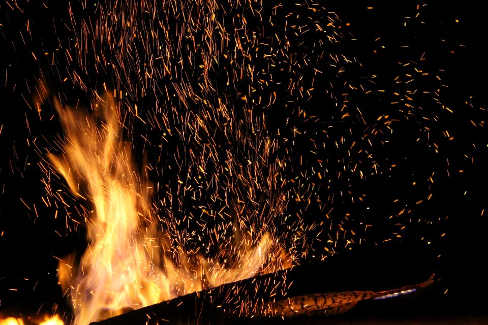 At night red burning