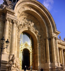 Gold door decorative building photo