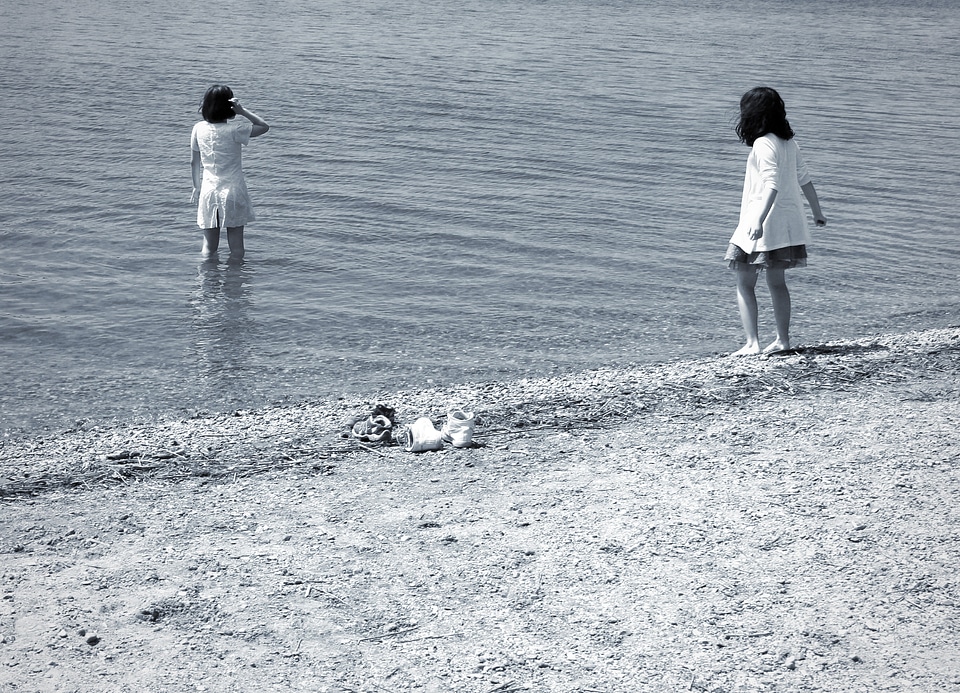 Black and white water sea