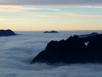 Fog mountain dawn photo