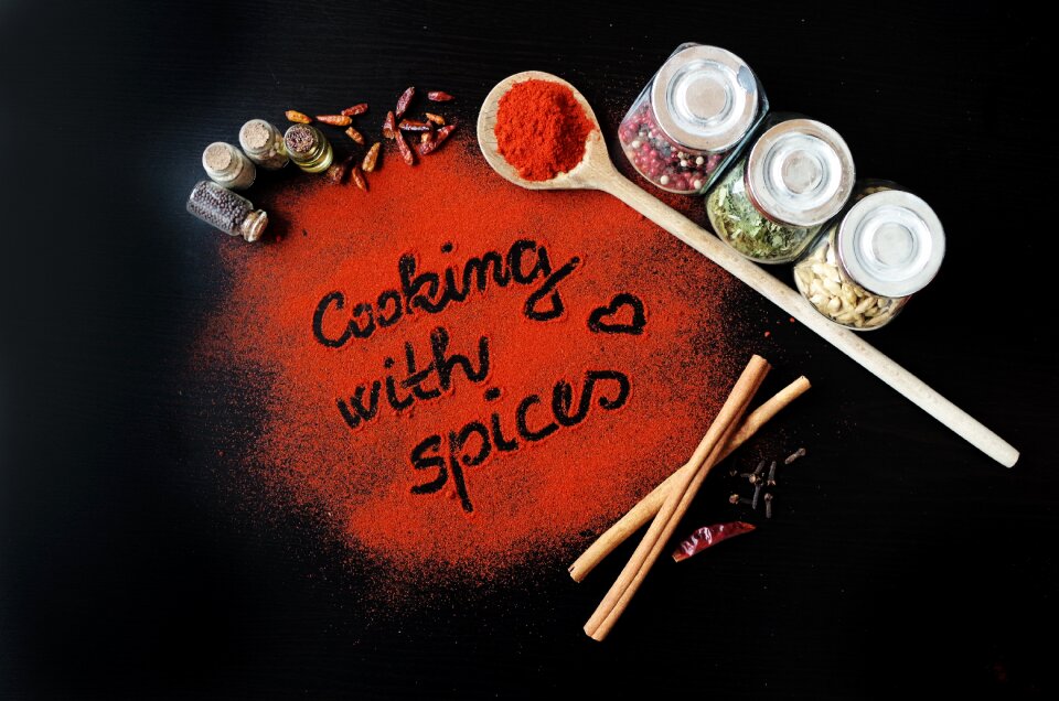 The inscription colorful spices the smell of