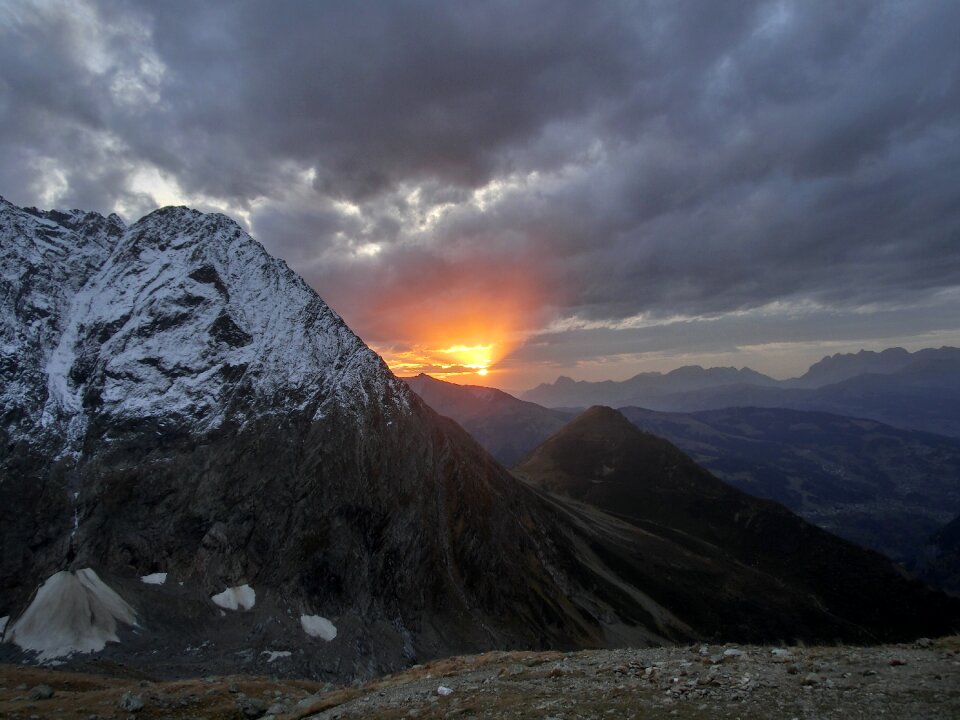 Sunset in the mountains mont blanc mountains