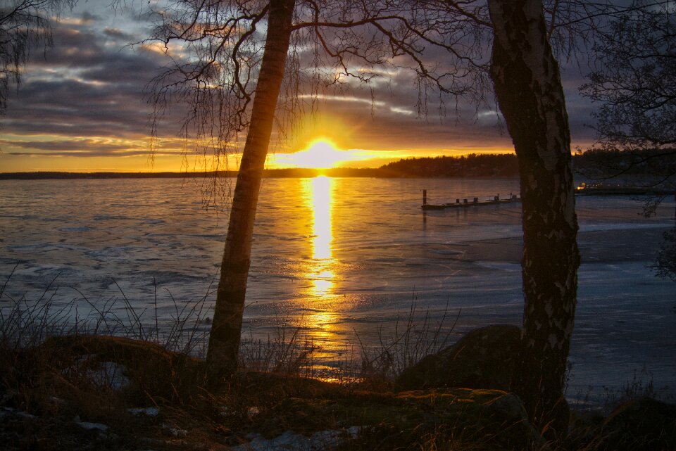 Sunset frozen nature