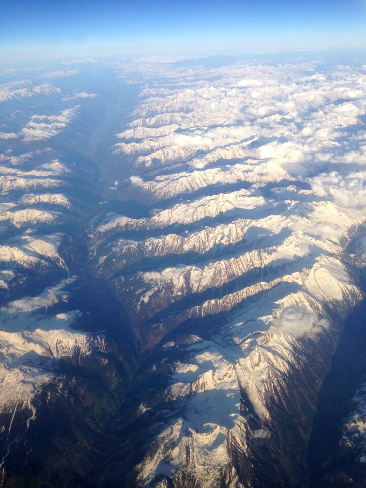 Aerial view mountain snow photo