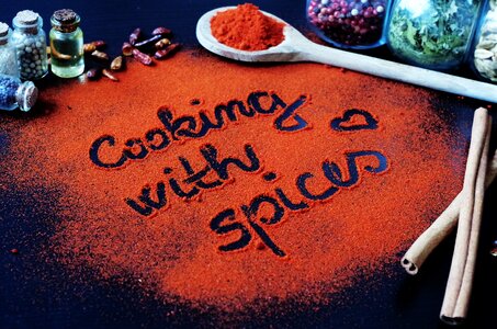 The inscription colorful spices the smell of