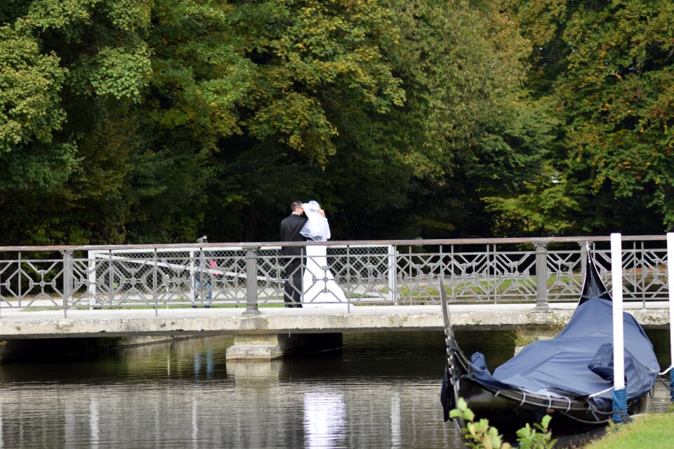 Park wedding bride and groom