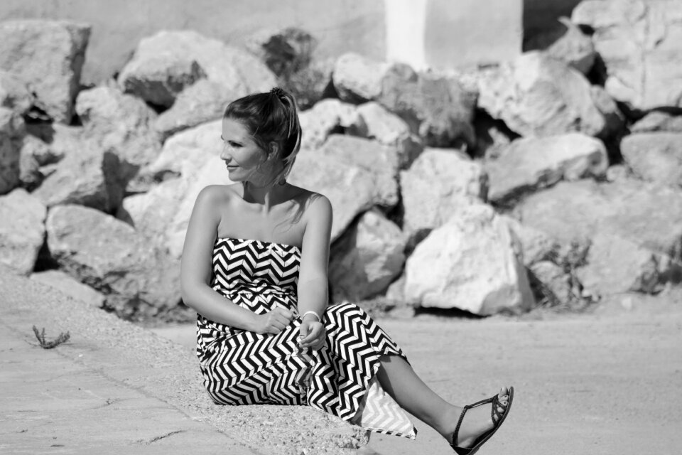 Posing summer beach
