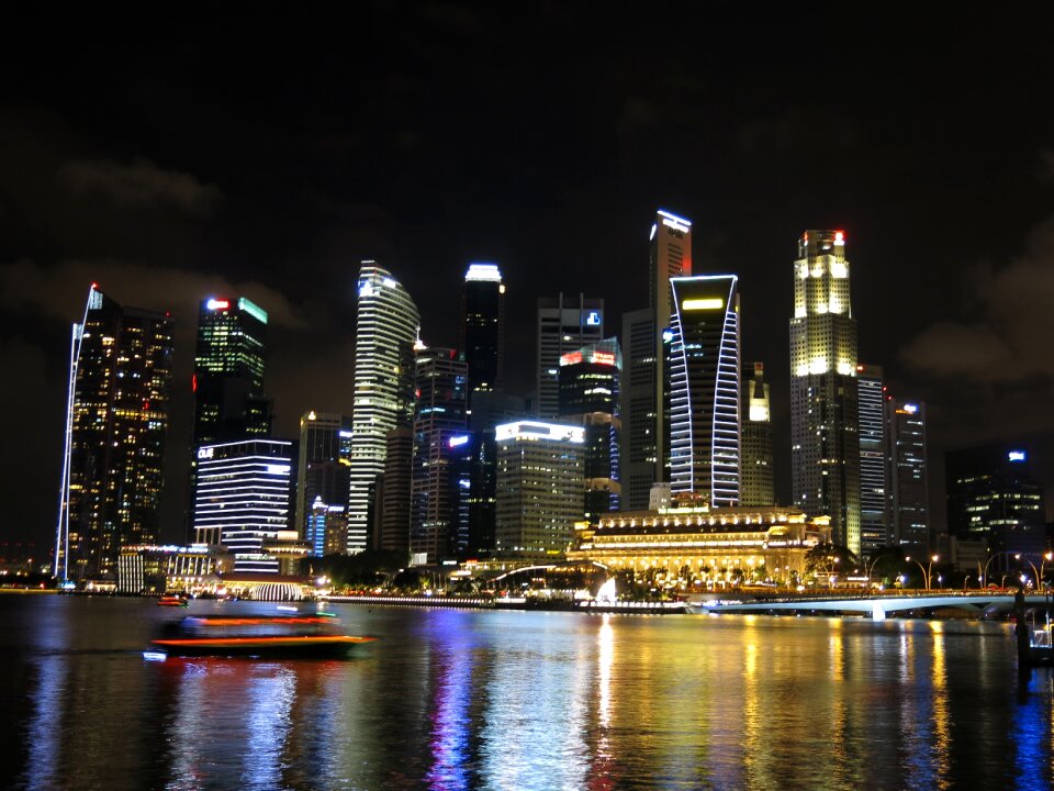 Tour boat cityscape skyscraper
