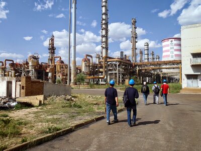 Chemical plant walking helmets