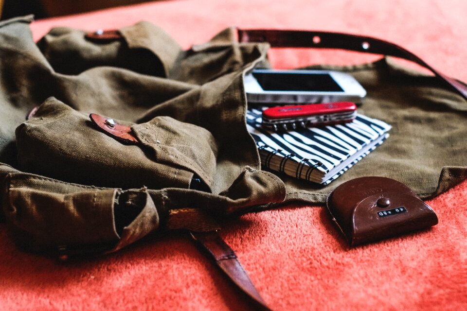 Backpacking retro traveler