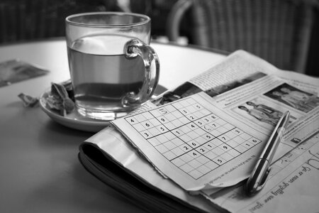 Puzzle free time black and white photo