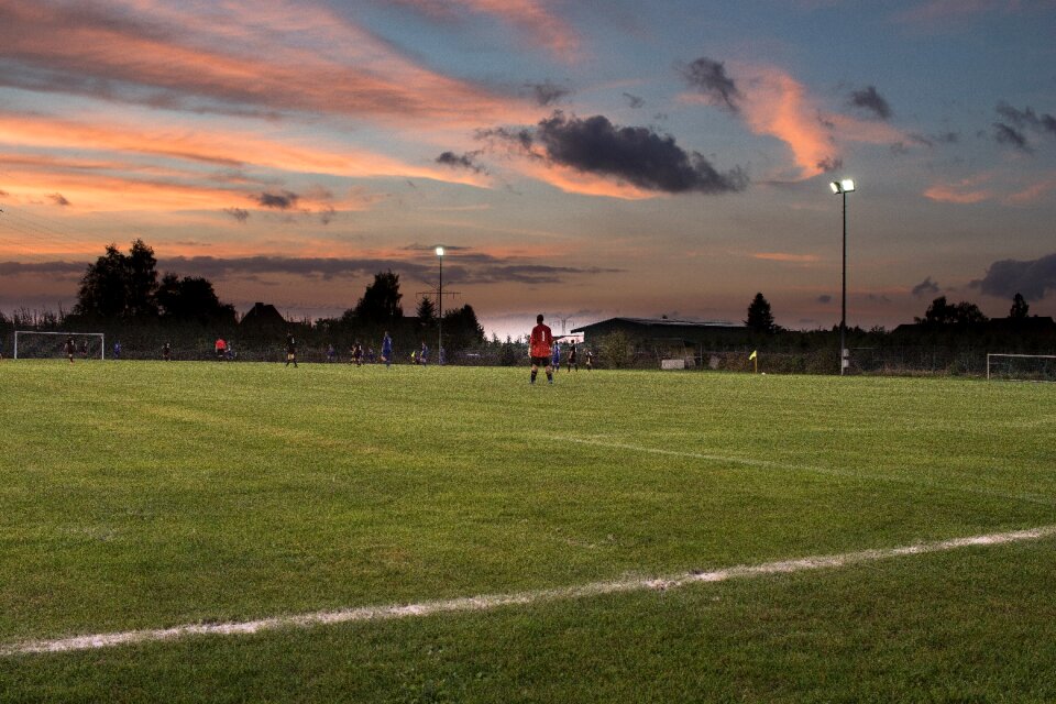 Twilight floodlight game goalkeeper