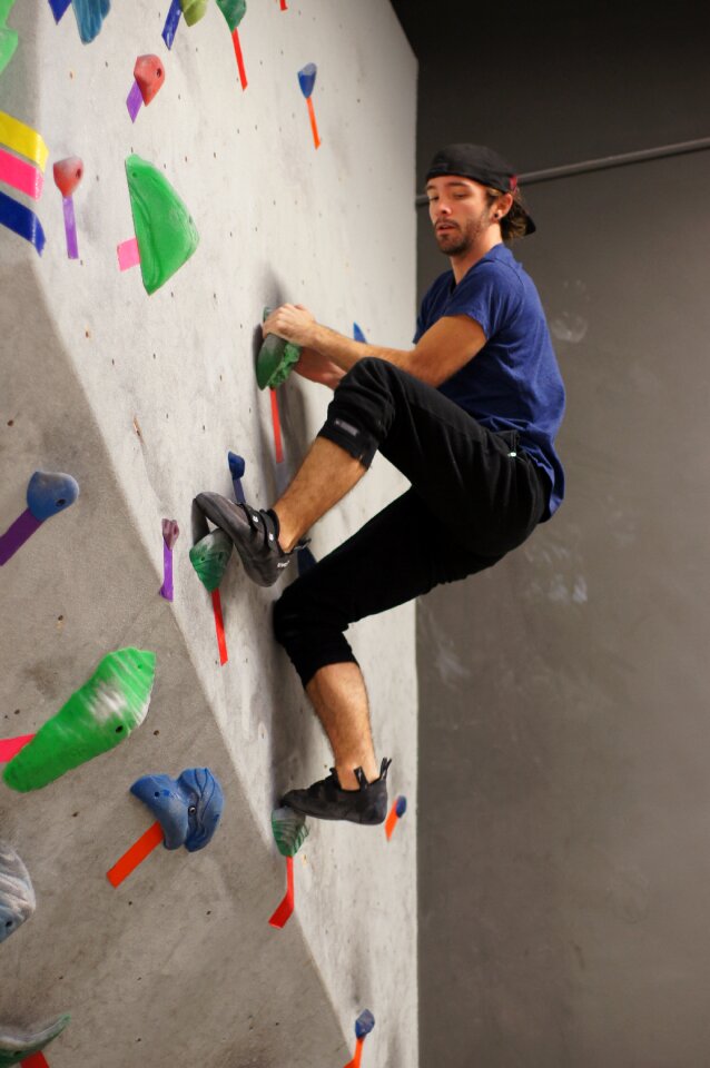 Person rock climbing active