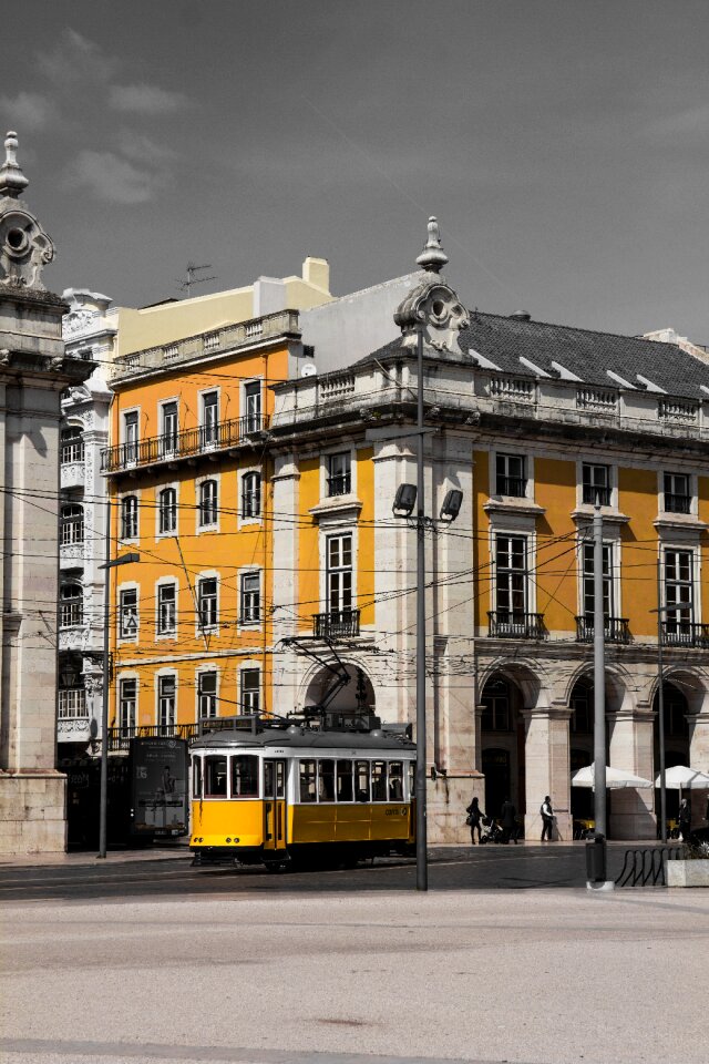Tram yellow urban