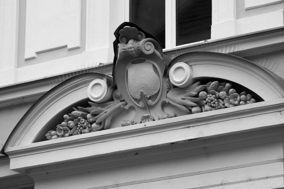 Historic house above the window ledge decorative architectural element