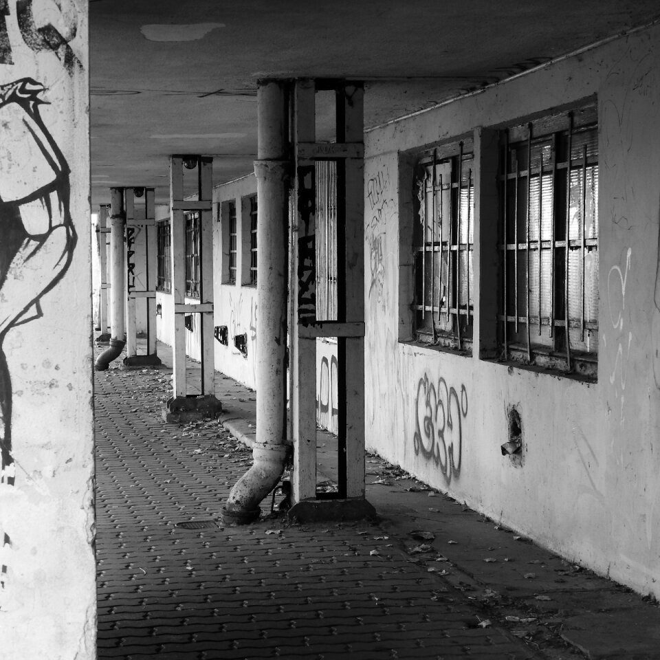 Industrial zone weathered black and white