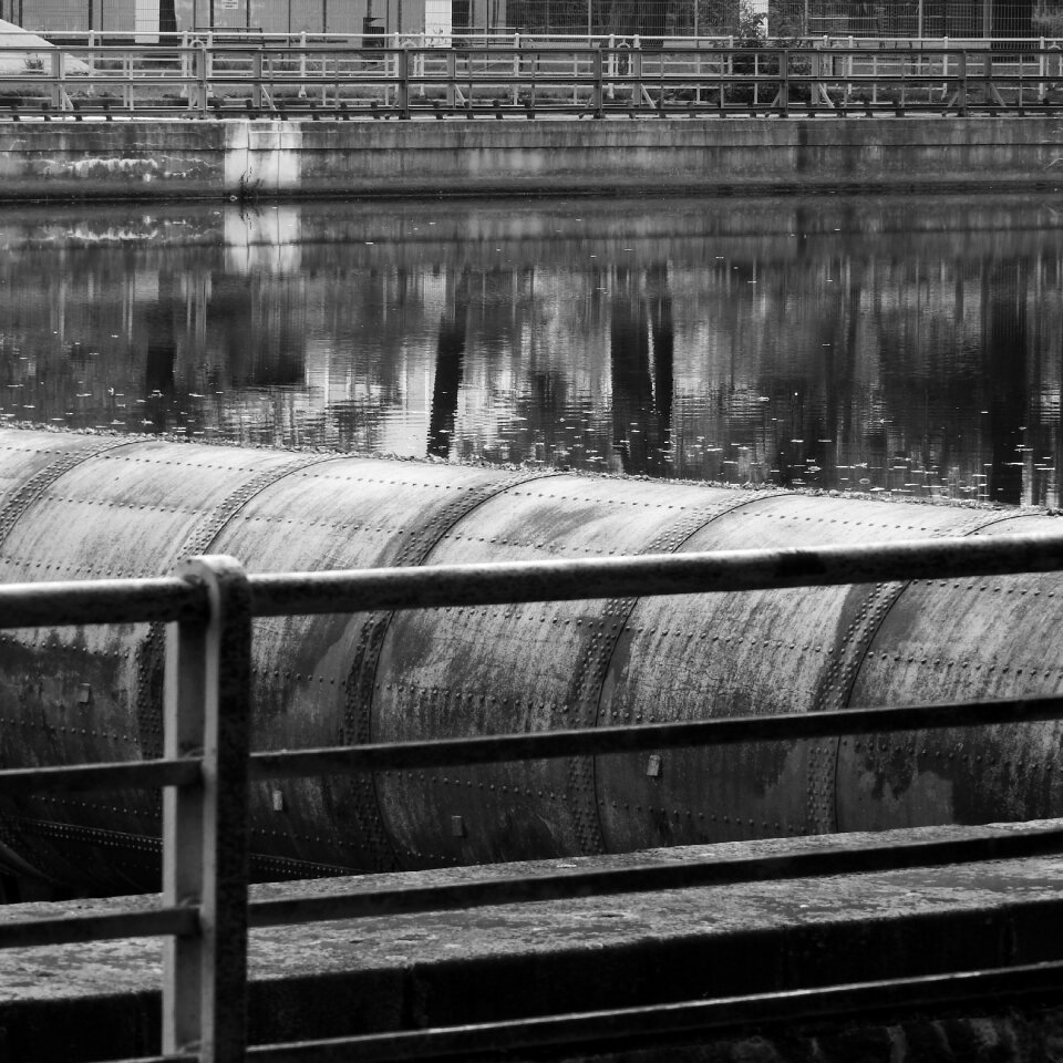 Black and white water-level reflection