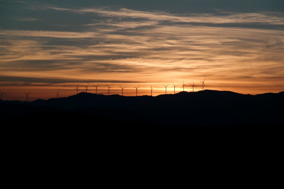 Windmill red cloud sky