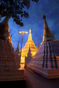 Temple at night pagoda photo