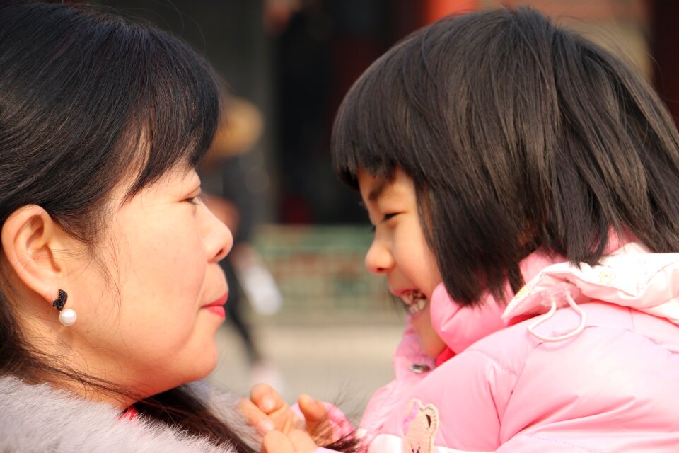 The eye mother and daughter double portrait