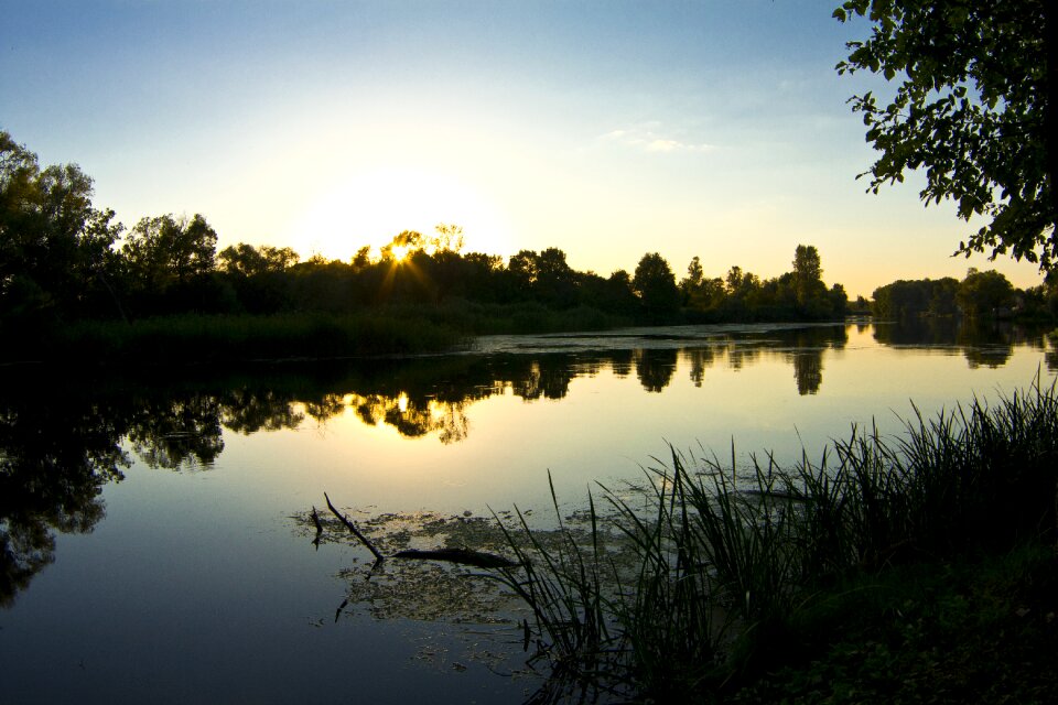 Silhouettes water smooth surface