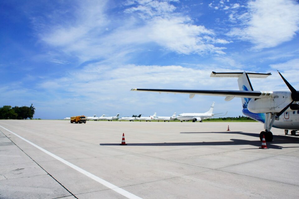Aircraft travel blue sky