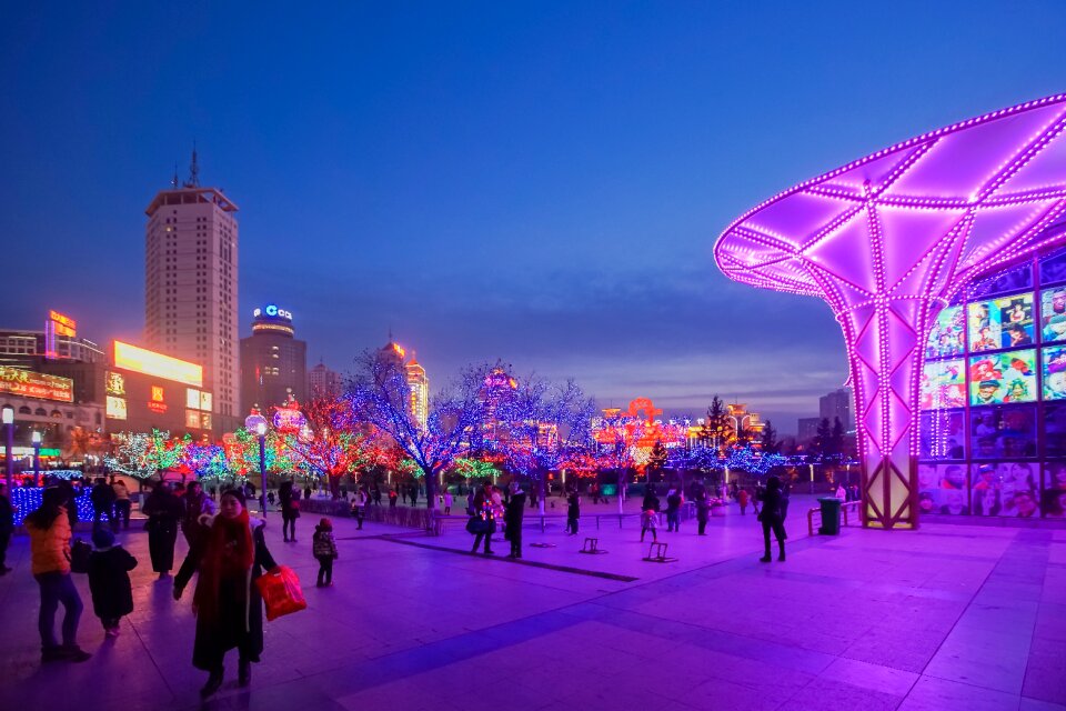 Chinese new year xining center square night