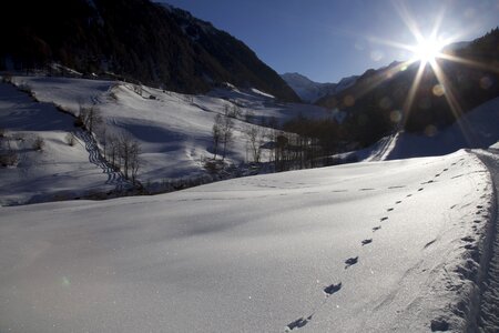 Trace snow footprints photo