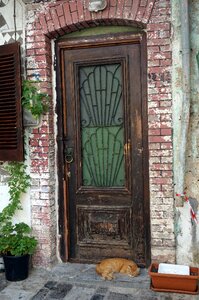 Greek island village old door