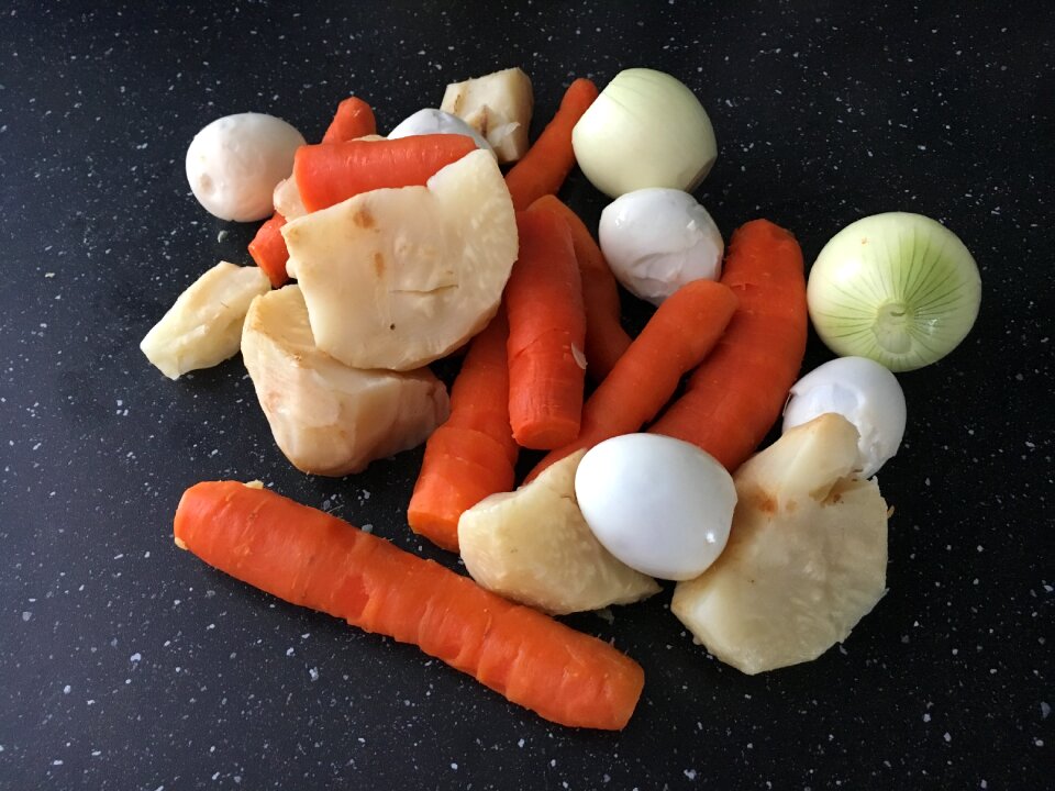 Celery onions eggs