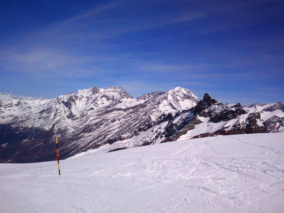 Ski run alpine mountains