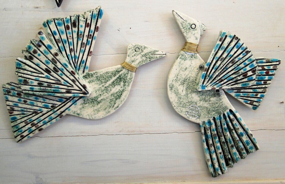 Ceramics wall birds