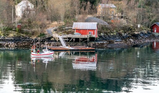 Reflection red house scandinavia