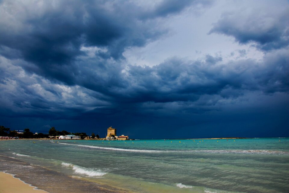Rock beach thunderstorm